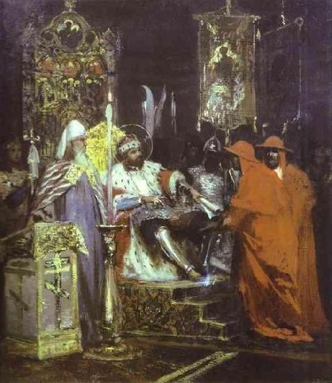 Henryk Siemiradzki Prince Alexander Nevsky Receiving Papal Legates oil painting image